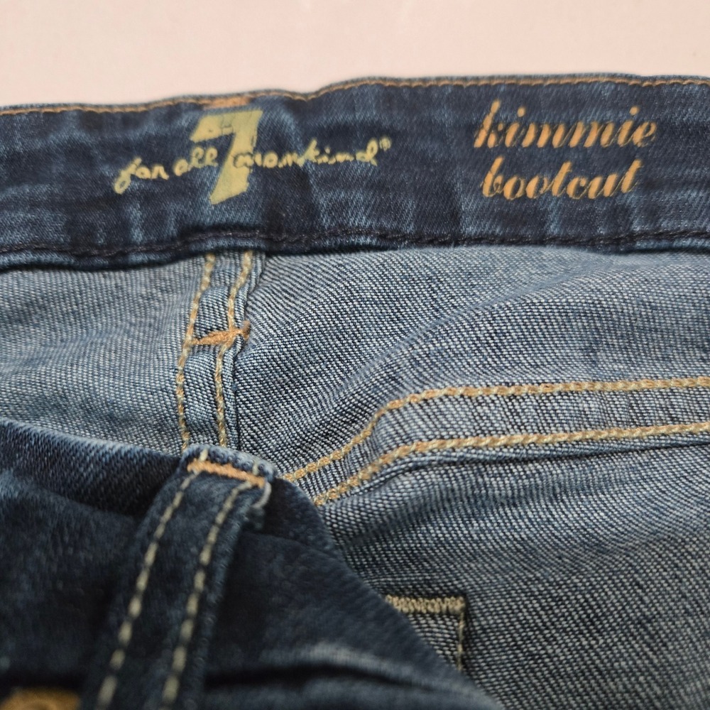 7 For All Mankind Size 28 Bootcut Jeans Dark Wash Indigo Stretch Denim #1427 - Picture 10 of 10